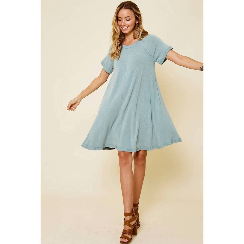 NEW CES FEMME seaside cozy tee dress in light blue